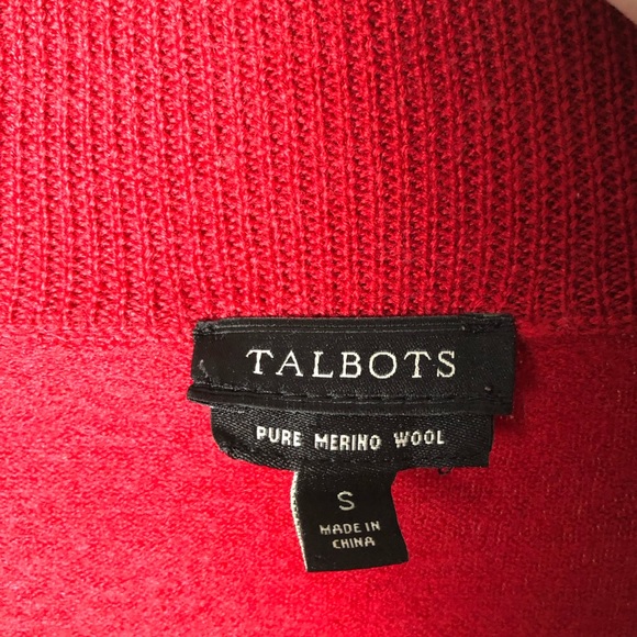 Talbots Red Merino Wool Open Front Cardigan - Picture 5 of 6